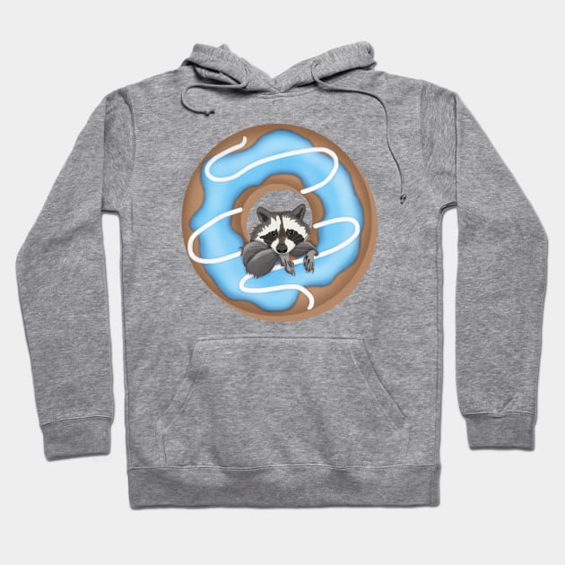 Cute raccoon and Yummy donut Hoodie by KateQR